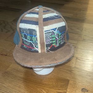 Rare distressed flat cap by pro gray w/brown corduroy bill men's size 8